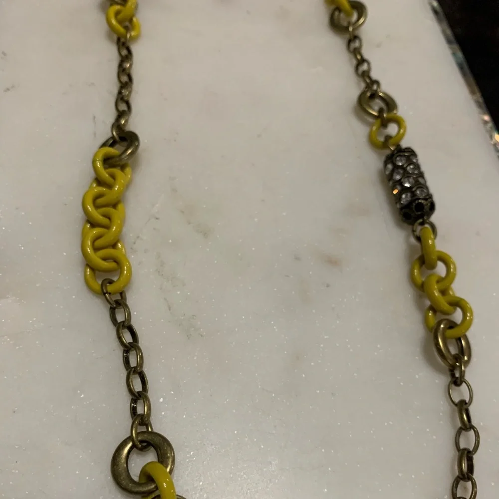J. Crew yellow & antique gold link 31” necklace